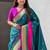 Teal green woven self design pure silk paithani saree with blouse