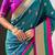 Teal green woven self design pure silk paithani saree with blouse