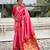 Baby pink woven self design pure silk paithani saree with blouse
