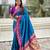 Blue woven self design pure silk paithani saree with blouse