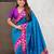 Blue woven self design pure silk paithani saree with blouse