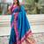 Blue woven self design pure silk paithani saree with blouse