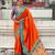 Orange woven self design pure silk paithani saree with blouse