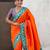 Orange woven self design pure silk paithani saree with blouse