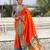Orange woven self design pure silk paithani saree with blouse