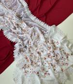 White Color  Sequins embroidered jaal and multi thread georgate saree cutwork design 