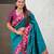 Teal blue magenta woven self design pure silk paithani saree with blouse