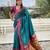 Teal blue magenta woven self design pure silk paithani saree with blouse