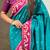 Teal blue magenta woven self design pure silk paithani saree with blouse
