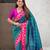 Teal blue pink woven self design pure silk paithani saree with blouse