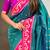 Teal blue pink woven self design pure silk paithani saree with blouse