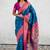 Blue woven self design pure silk paithani saree with blouse