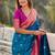 Blue woven self design pure silk paithani saree with blouse