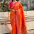 Orange woven self design pure silk paithani saree with blouse