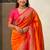 Orange woven self design pure silk paithani saree with blouse