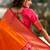 Orange woven self design pure silk paithani saree with blouse