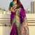 Purple woven self design pure silk paithani saree with blouse