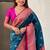 Teal blue woven self design pure silk paithani saree with blouse