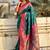 Teal green woven self design pure silk paithani saree with blouse