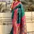 Teal green woven self design pure silk paithani saree with blouse