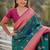 Teal green woven self design pure silk paithani saree with blouse