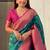 Teal green woven self design pure silk paithani saree with blouse