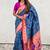 Blue woven self design pure silk paithani saree with blouse