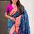 Blue woven self design pure silk paithani saree with blouse