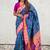 Blue woven self design pure silk paithani saree with blouse