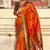 Orange woven self design pure silk paithani saree with blouse