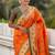 Orange woven self design pure silk paithani saree with blouse