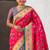 Pink woven self design pure silk paithani saree with blouse