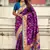 Purple woven self design pure silk paithani saree with blouse