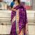 Purple woven self design pure silk paithani saree with blouse