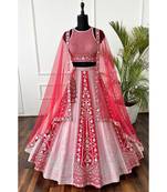 Pink Faux Georgette Sequins & Zari Embroidered Lehenga Choli