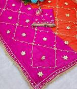 Pink Color gotta work Chiffon Saree