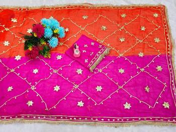 Pink Color gotta work Chiffon Saree 2