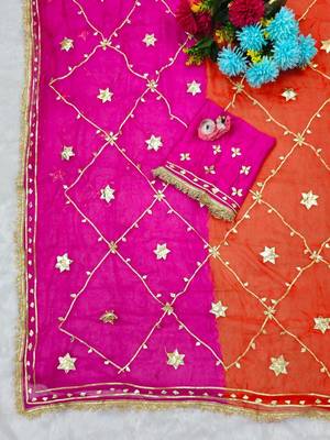 Pink Color gotta work Chiffon Saree 3