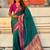 Teal green woven self design pure silk paithani saree with blouse