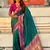 Teal green woven self design pure silk paithani saree with blouse