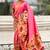 Baby pink woven self design pure silk paithani saree with blouse