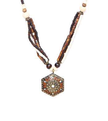 Brown Hexa Tibetean Necklace 1