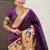 Dark purple woven self design pure silk paithani saree with blouse