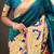 Firozi woven self design pure silk paithani saree with blouse