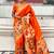 Orange woven self design pure silk paithani saree with blouse