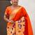Orange woven self design pure silk paithani saree with blouse