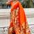 Orange woven self design pure silk paithani saree with blouse