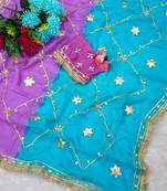 Purple Color gotta work Chiffon Saree