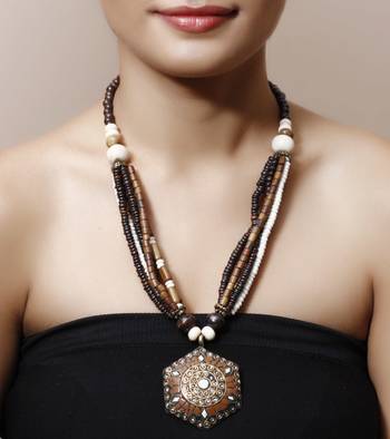 Brown Hexa Tibetean Necklace 2