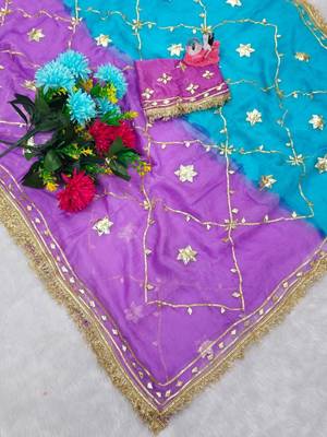 Purple Color gotta work Chiffon Saree 2